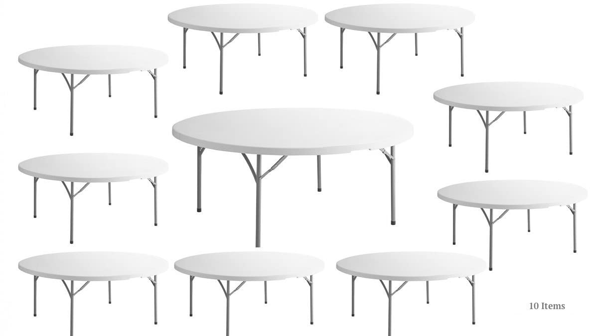 White 6 Ft Round Plastic Folding Table Z281753