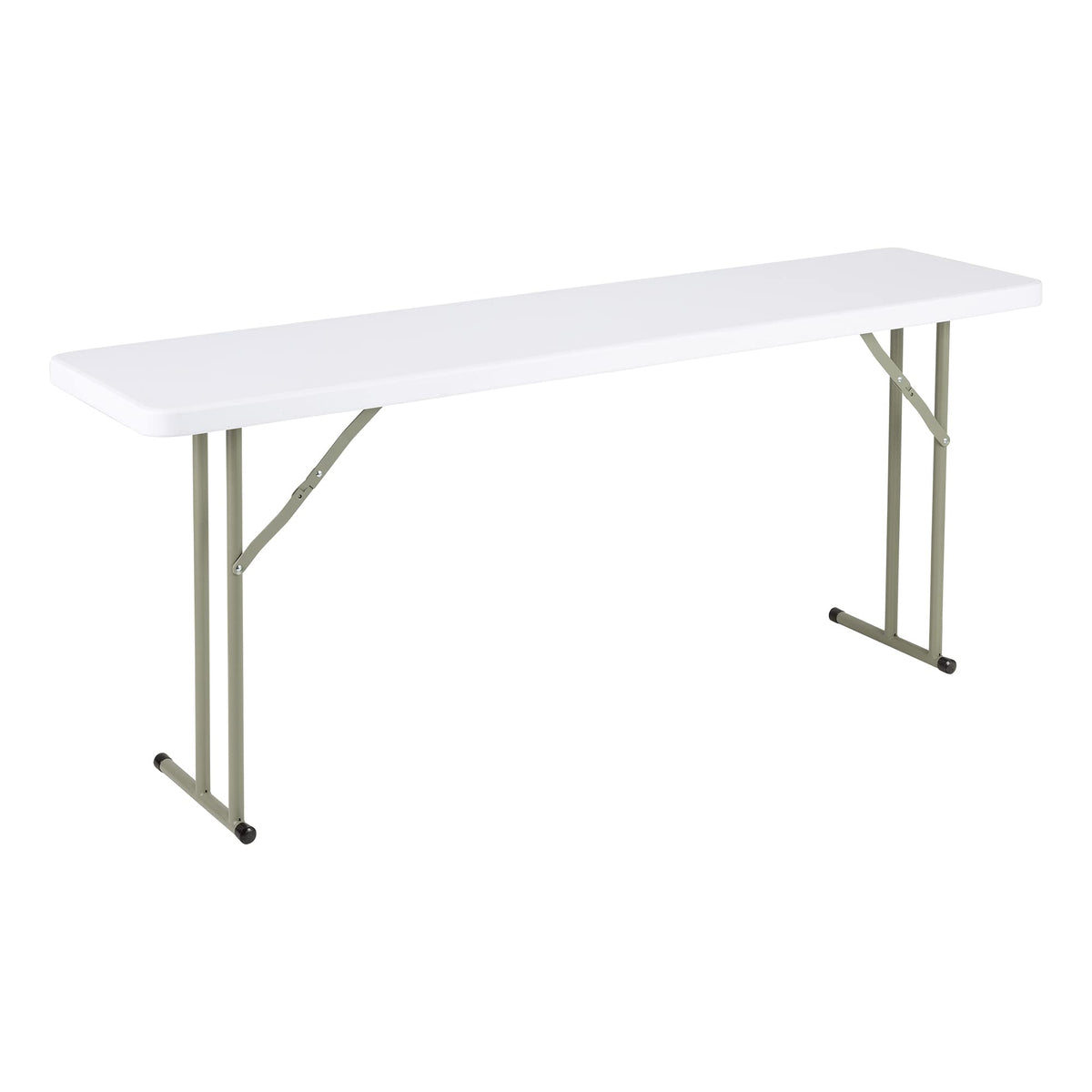 White Rectangular Blow-Molded Plastic Folding Training Table Y278884