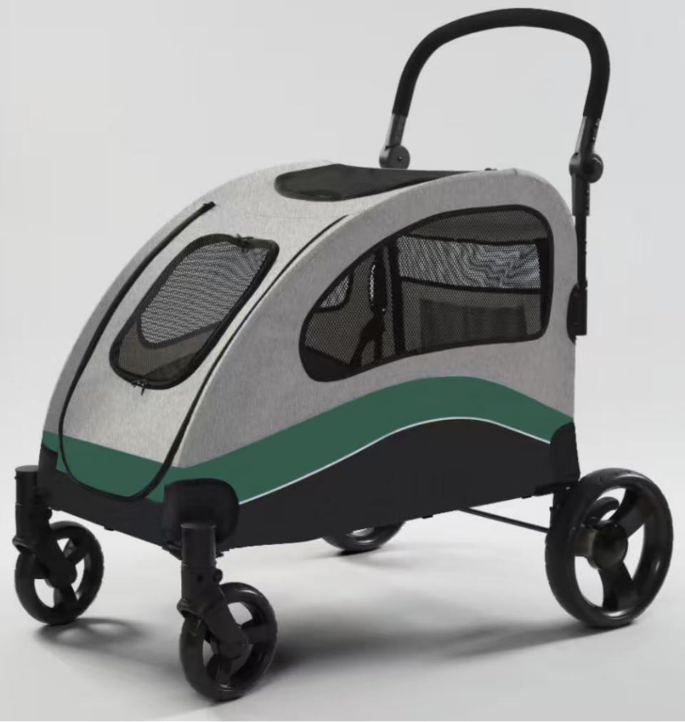 Extra Large Foldable Dog Stroller with Wheels and Brakes A5049