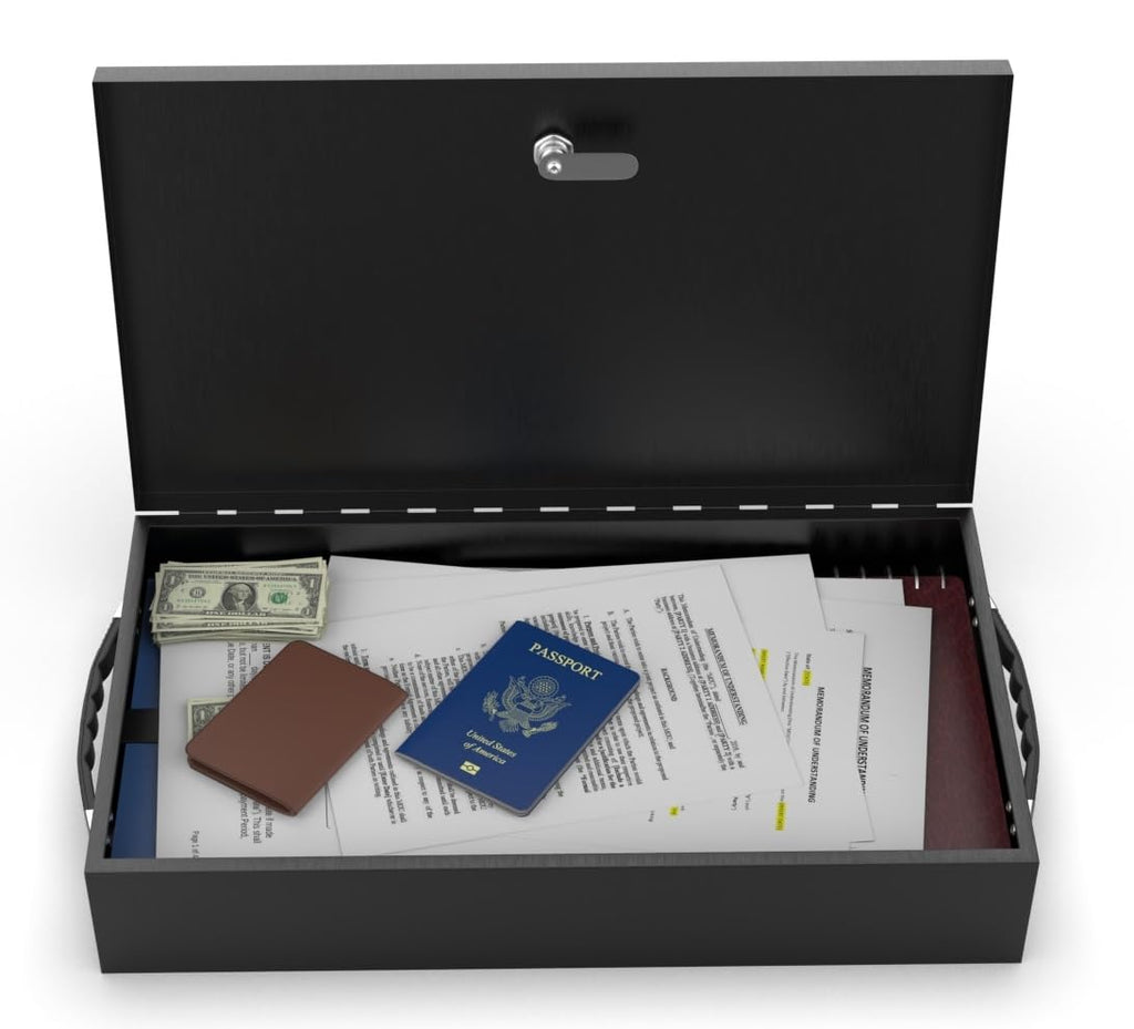 Fire Retardant Steel Security Chest Lock Box, 0.43 Cubic Ft, Black L821922
