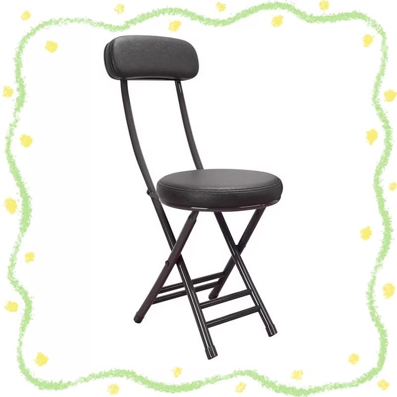 18in Black Folding Bar Stool with Back V71149