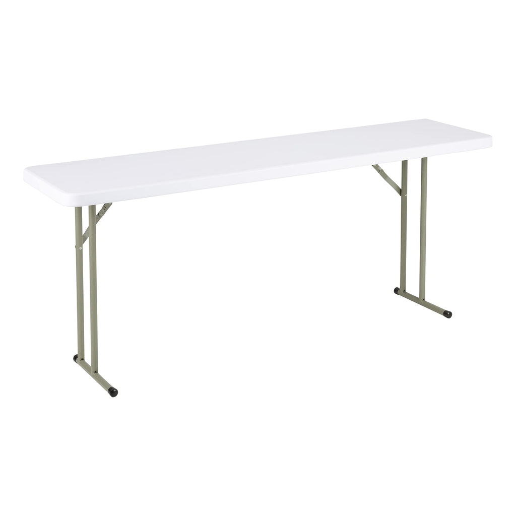 White Rectangular Blow-Molded Plastic Folding Training Table Y278884