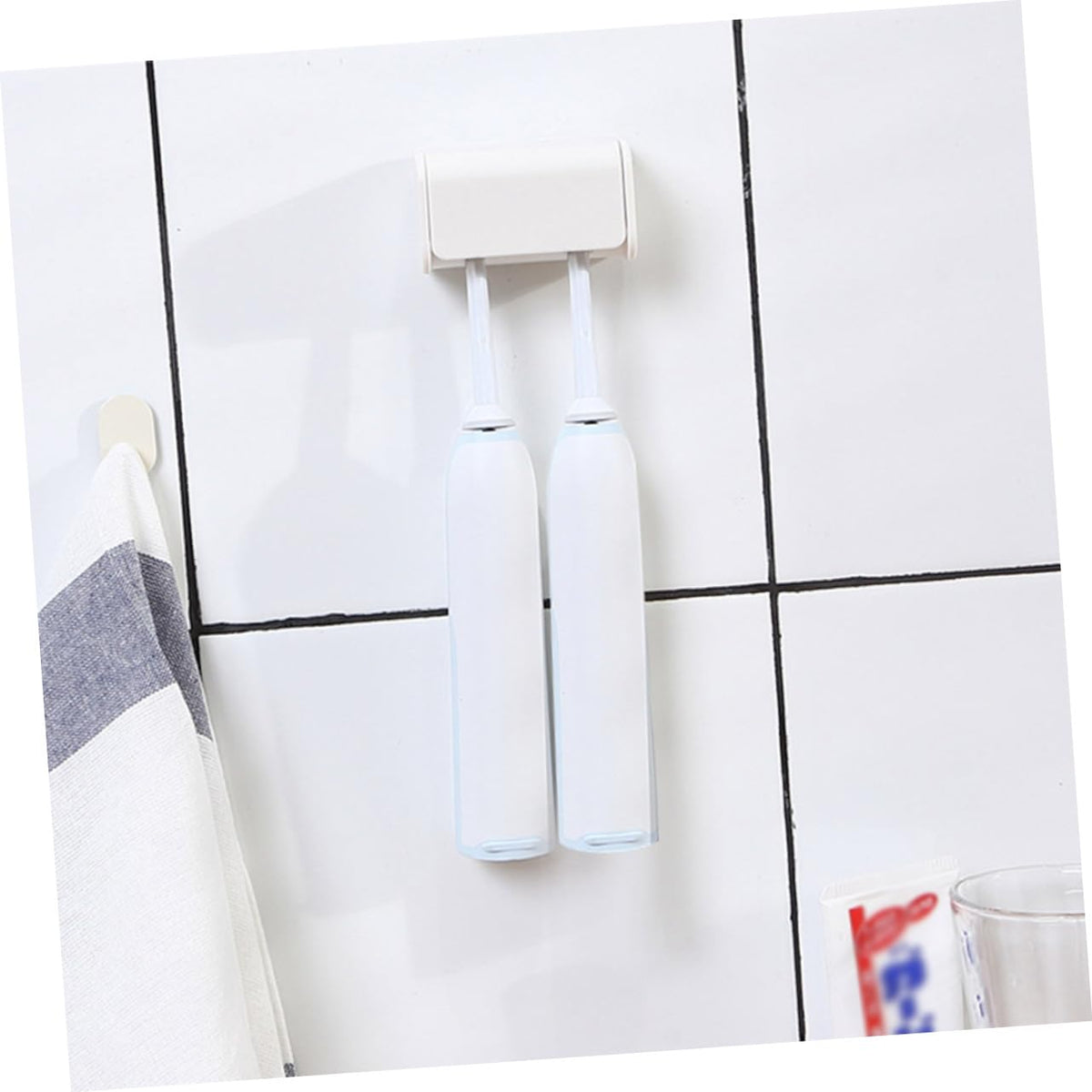 2 Pack Wall Mount Plastic Electric Toothbrush Holder S41888