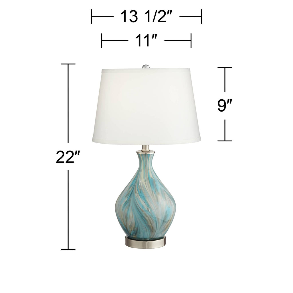 22" High Blue Gray Art Glass Table Lamp M953001