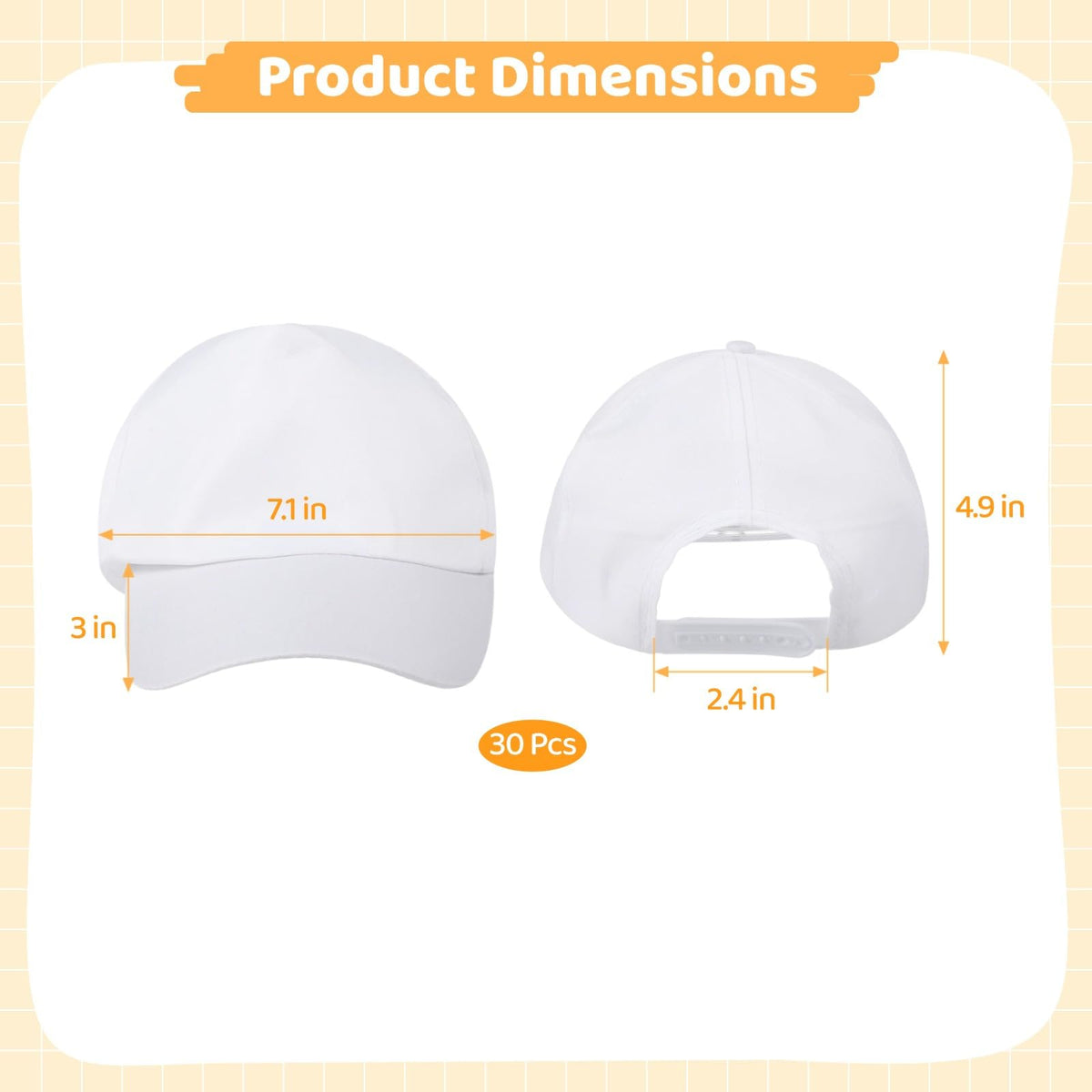 Polyester Adjustable Blank Baseball Caps F50361