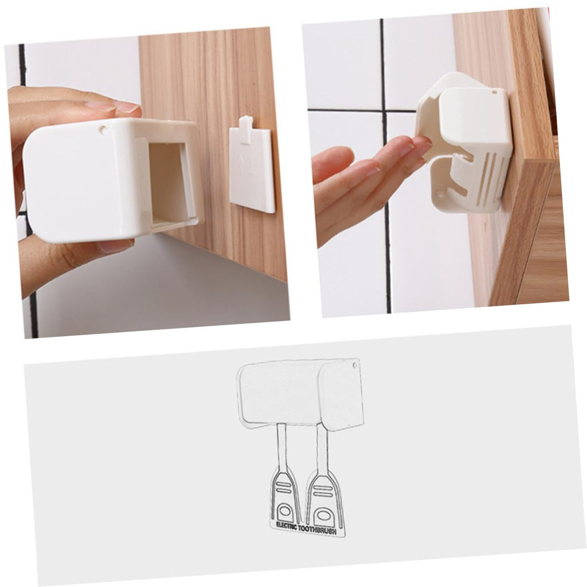 2 Pack Wall Mount Plastic Electric Toothbrush Holder S41888