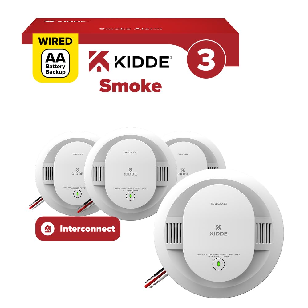 Smoke Detector, Hardwired with AA Battery Backup, 3 Pack X813831