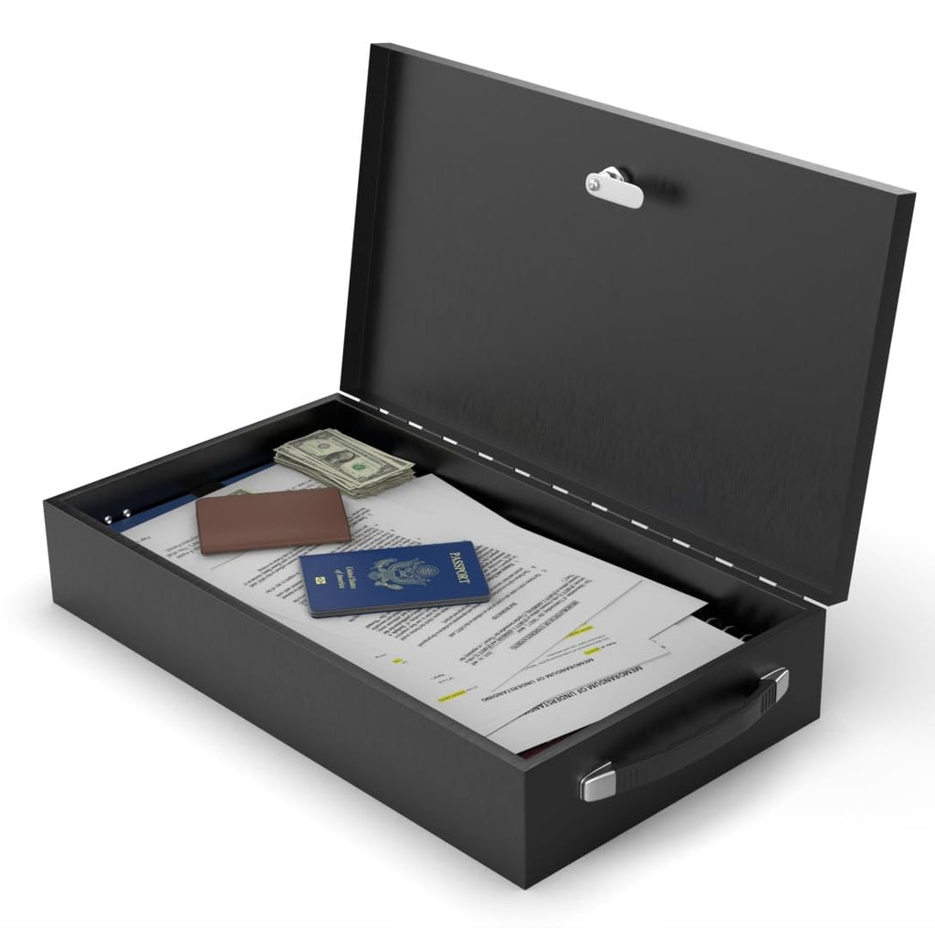 Fire Retardant Steel Security Chest Lock Box, 0.43 Cubic Ft, Black L821922