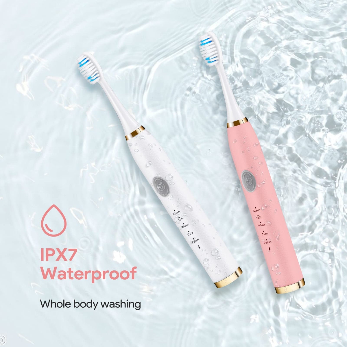 Rechargeable Sonic Toothbrush 2-Pack White Pink C46873