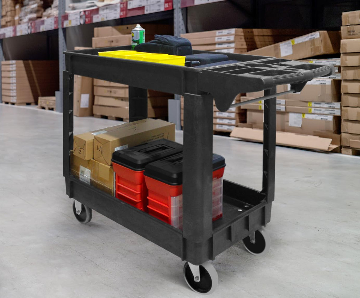 Heavy Duty 2-Shelf Polypropylene Utility Cart 500 lb Capacity H986