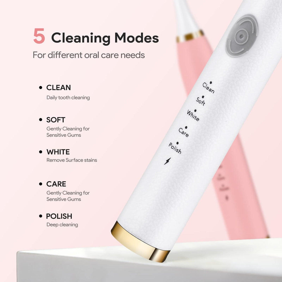 Rechargeable Sonic Toothbrush 2-Pack White Pink C46873