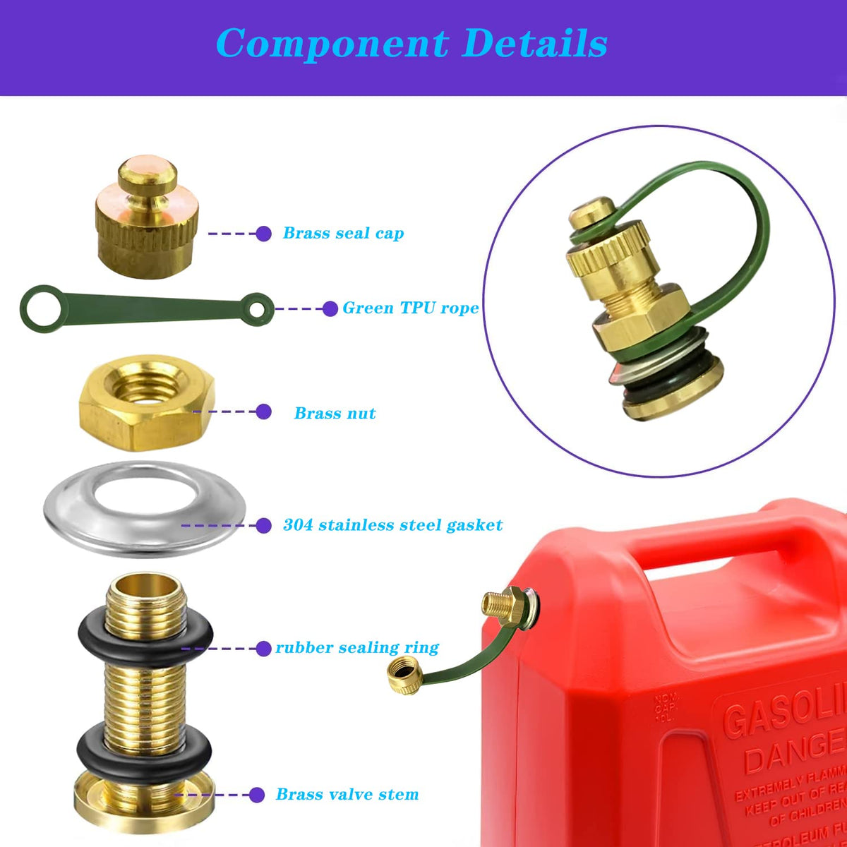 Brass Gas Can Vent Caps 12 Pack V457495