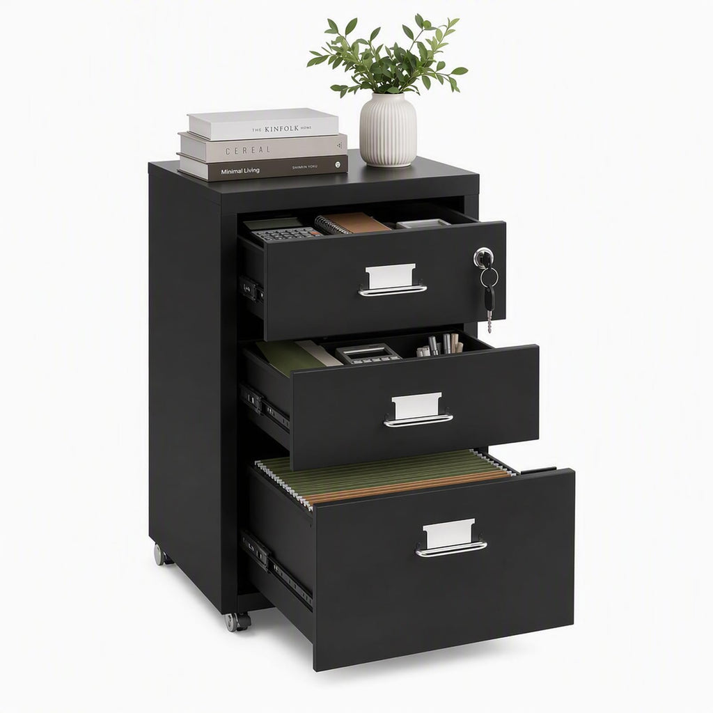 Black 3-Drawer Metal File Cabinet N765253