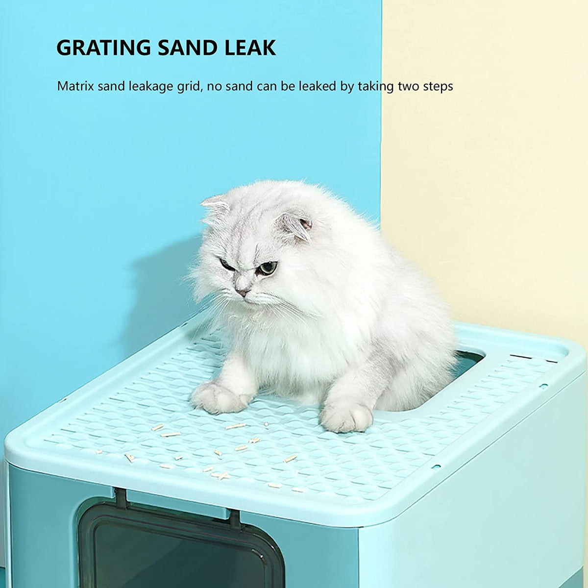 Foldable Large Top Entry Anti-Splashing Cat Litter Box with Lid and Scoop S926746