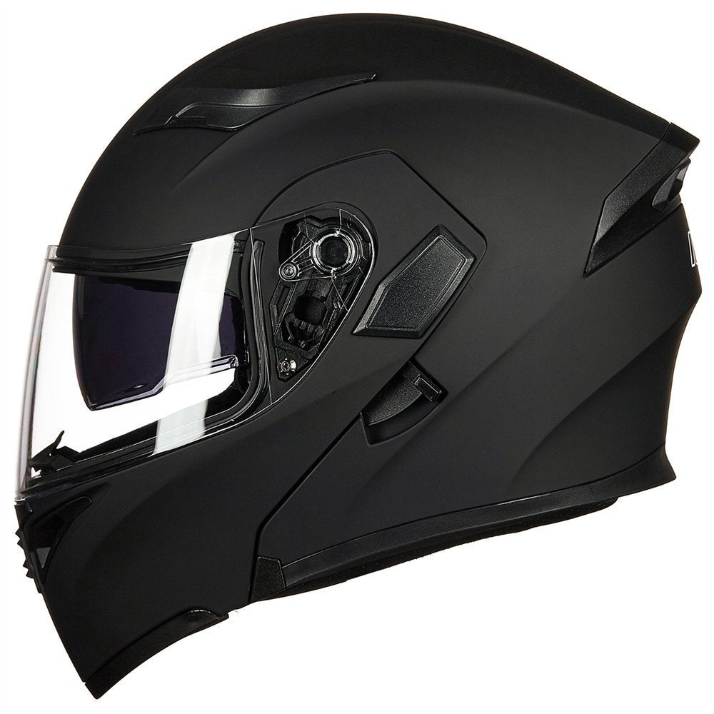 Matte Black Modular Full Face Motorcycle Helmet and Bluetooth Headset O6742