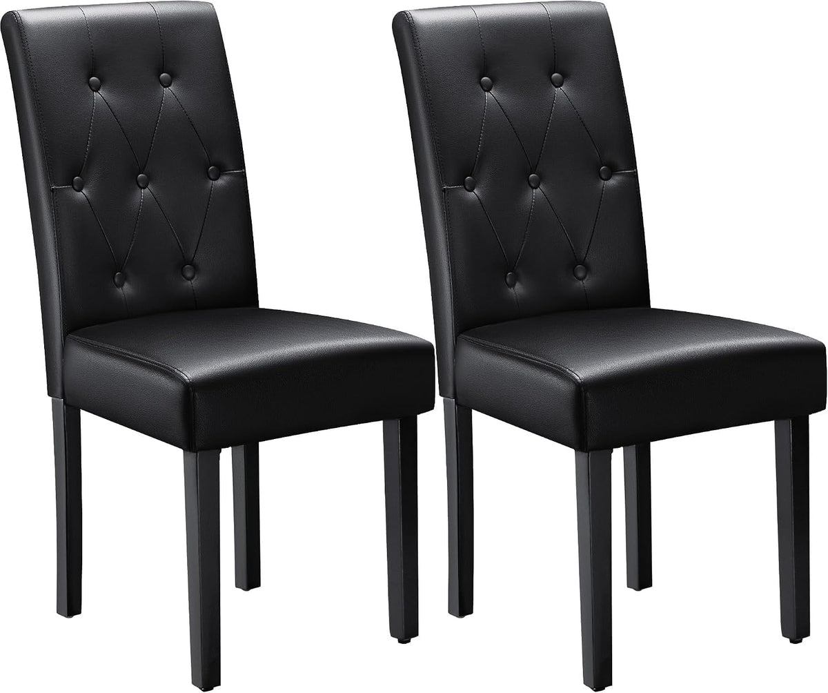 Upholstered Dining Chairs Set of 2 PU Leather Button Tufted K3526