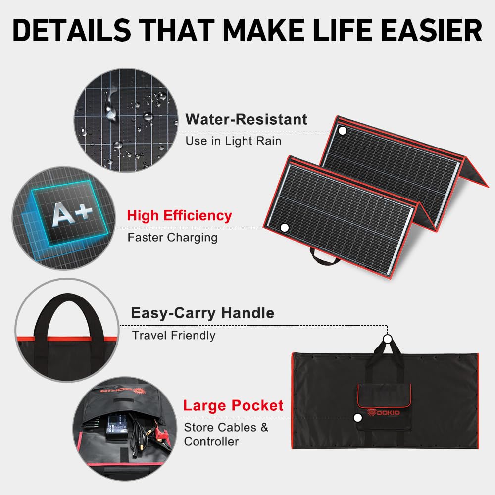 300W Foldable Solar Panel Kit with PWM Controller and USB Ports G556581