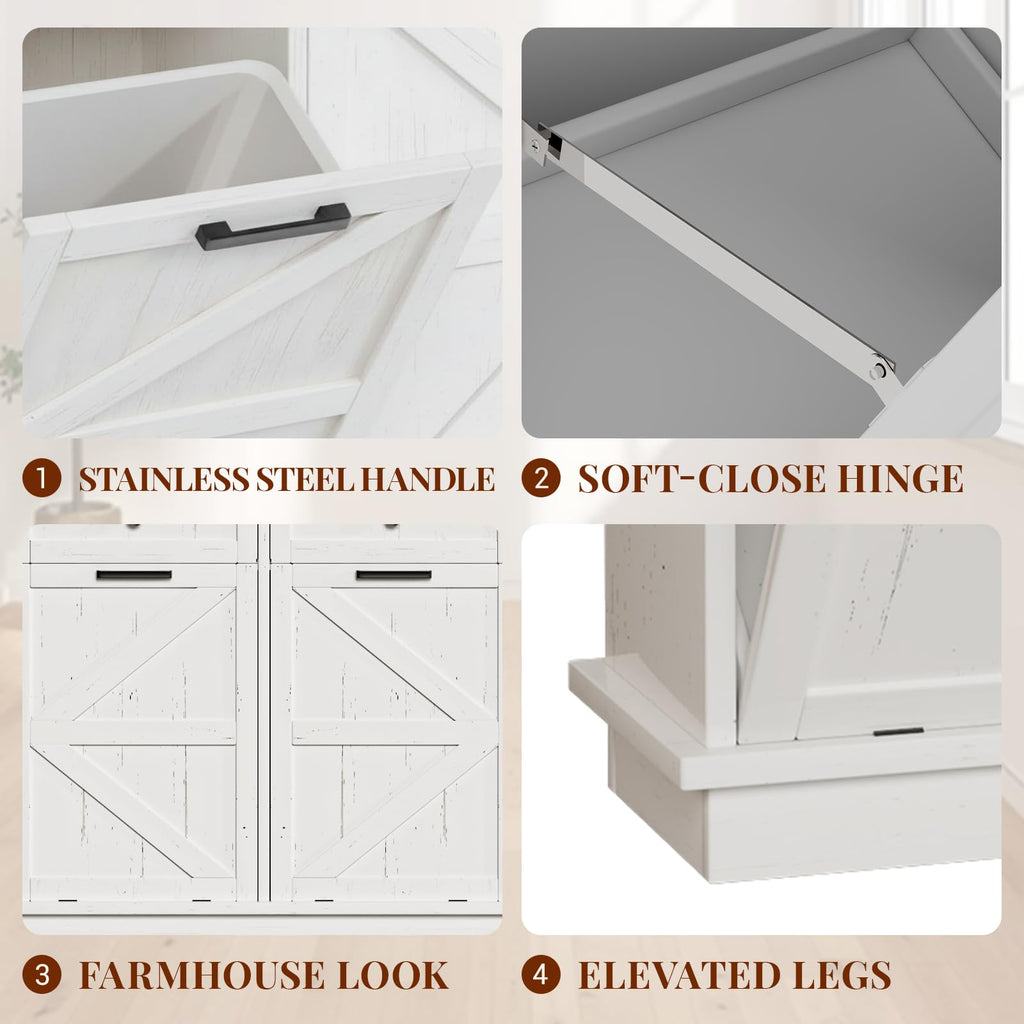 White 20 Gallon Tilt Out Trash Can Cabinet F548897