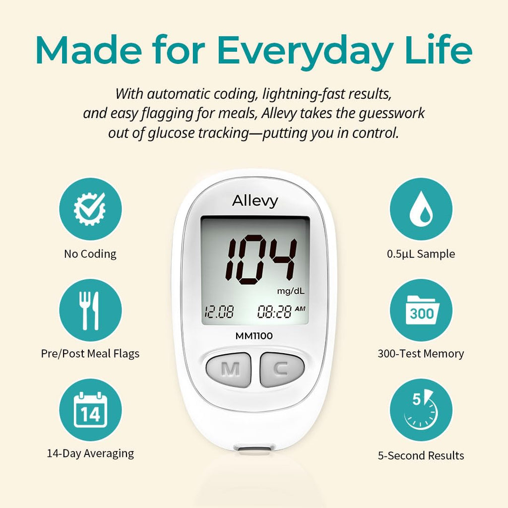 Blood Glucose Monitor Kit with 100 Test Strips and Lancets L528