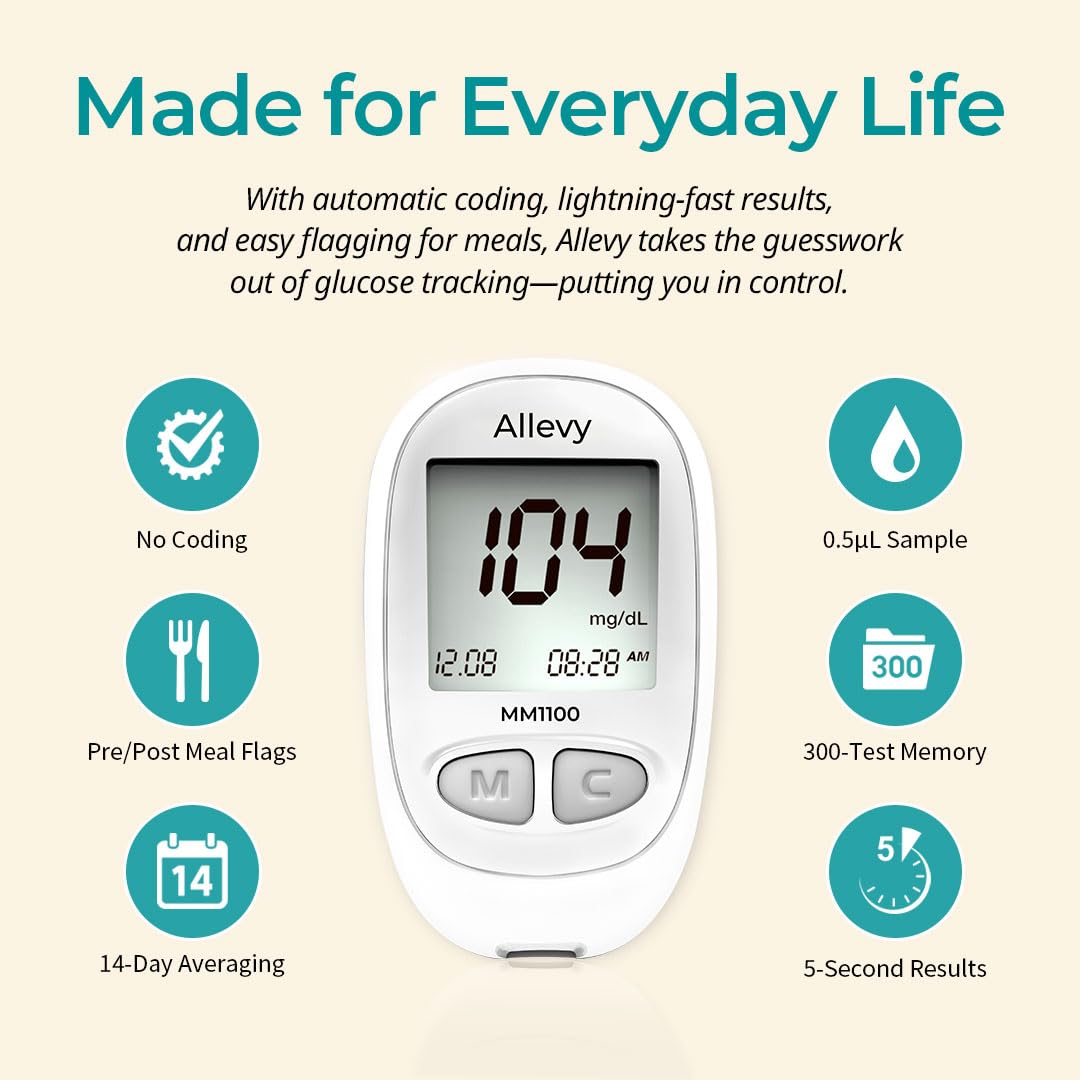 Blood Glucose Monitor Kit with 100 Test Strips and Lancets L528