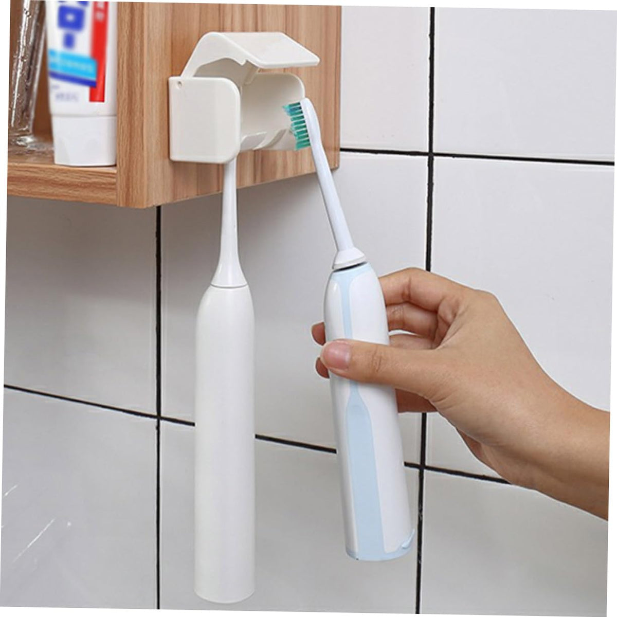 2 Pack Wall Mount Plastic Electric Toothbrush Holder S41888