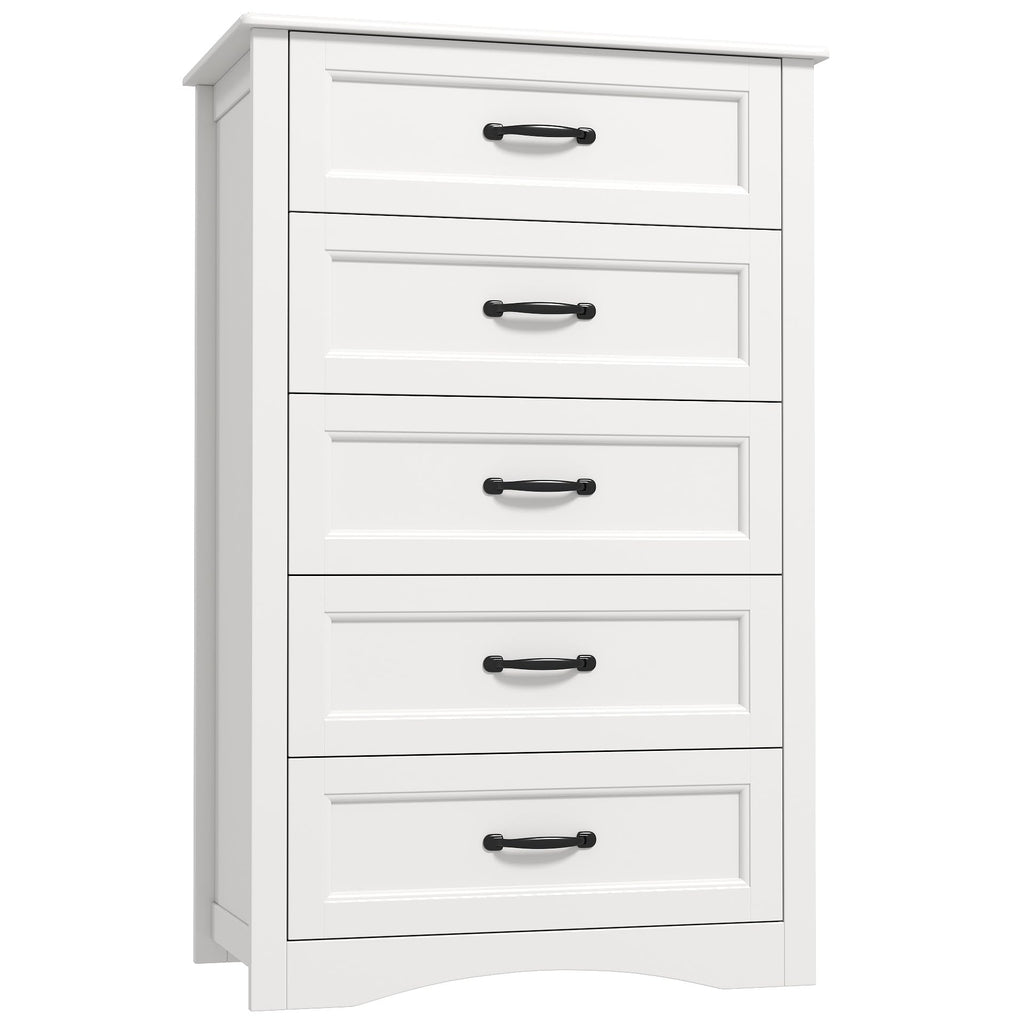 White 5 Drawer Wood Dresser X435