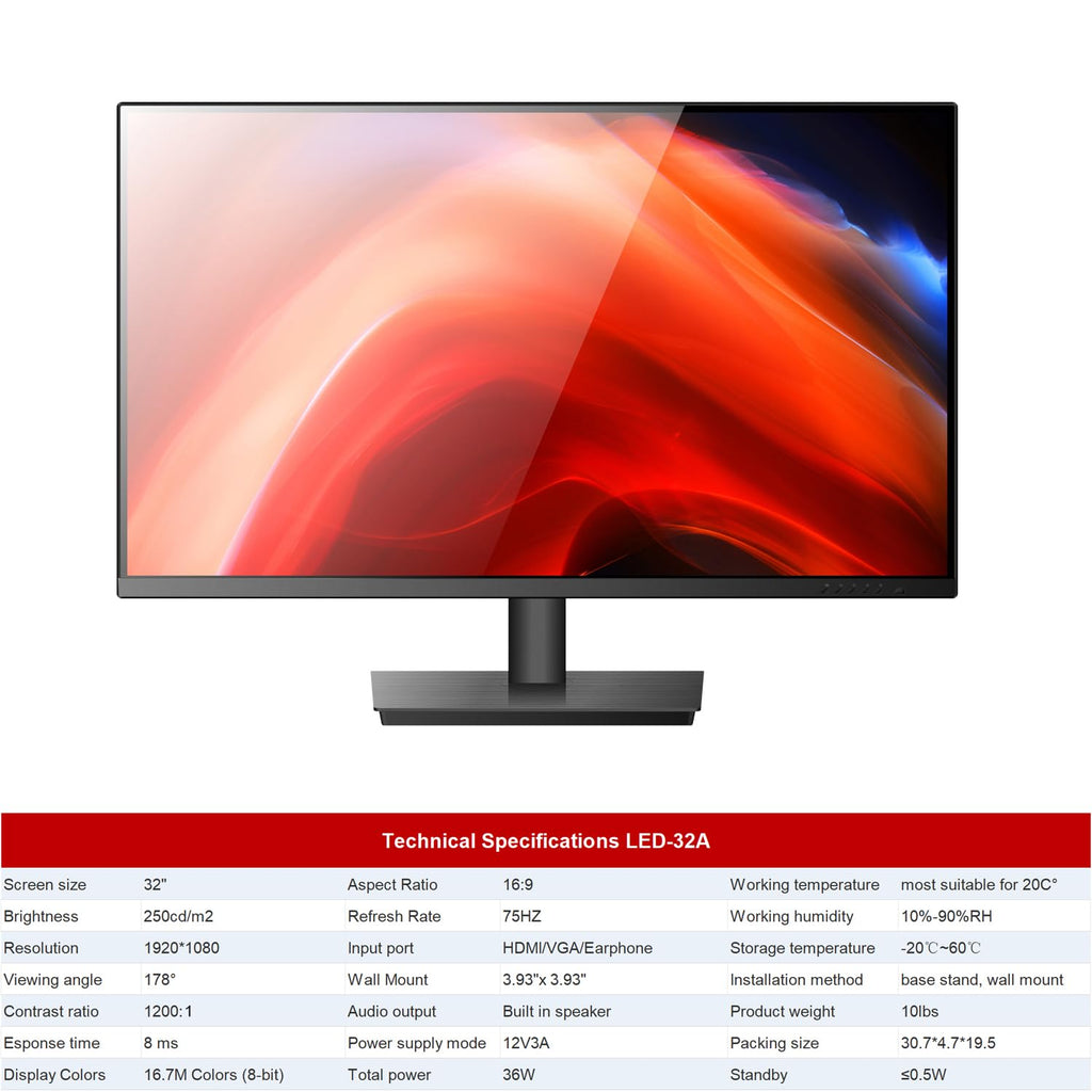 32 Inch FHD 1080P LED Security Monitor I324