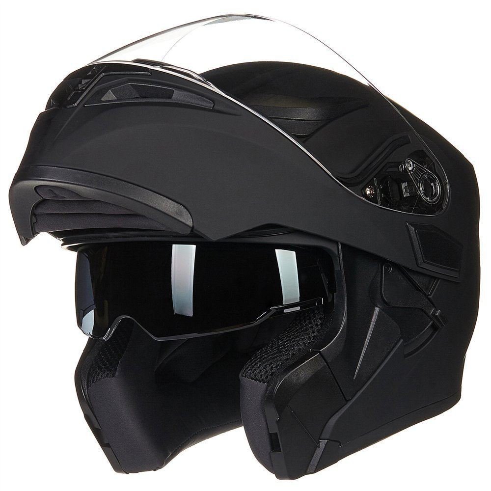 Matte Black Modular Full Face Motorcycle Helmet and Bluetooth Headset O6742