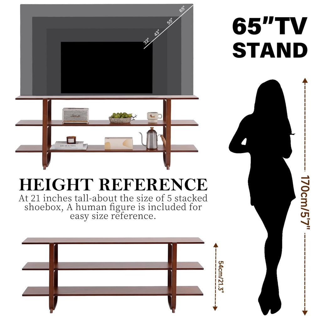 Walnut 65 Inch 3-Tier TV Stand E589460