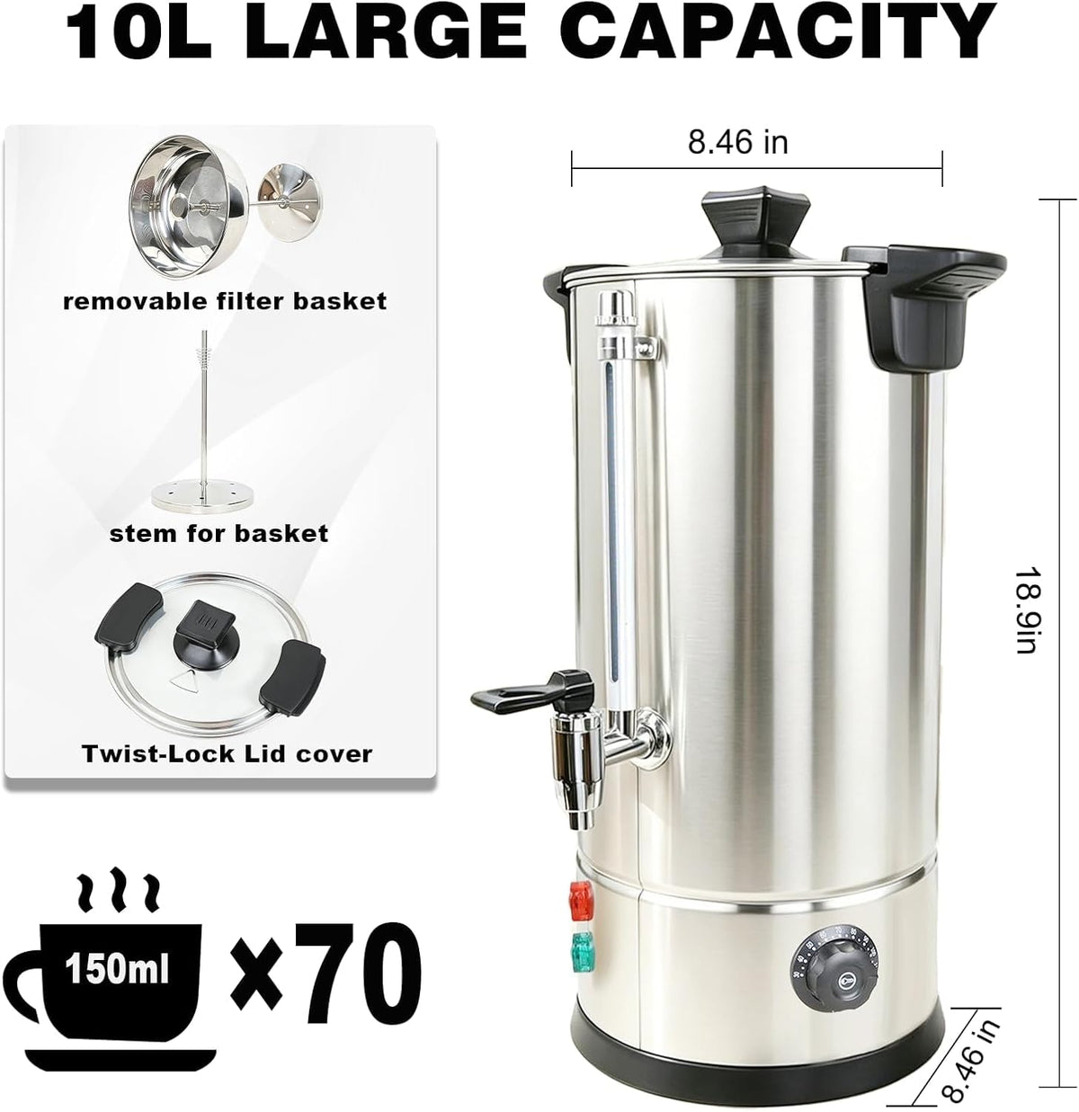 70 Cup Stainless Steel Coffee Urn B833