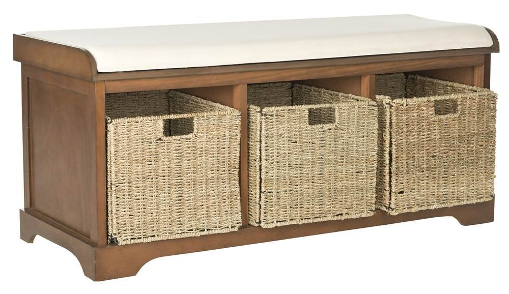 Brown Solid Wood Storage Bench I66493
