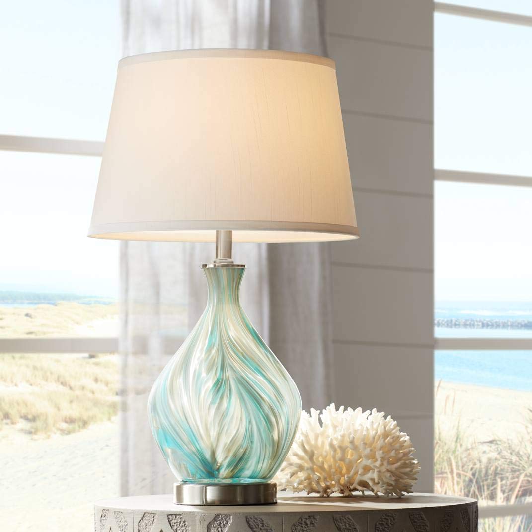 22" High Blue Gray Art Glass Table Lamp M953001