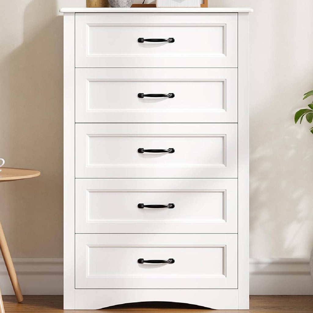 White 5 Drawer Wood Dresser X435
