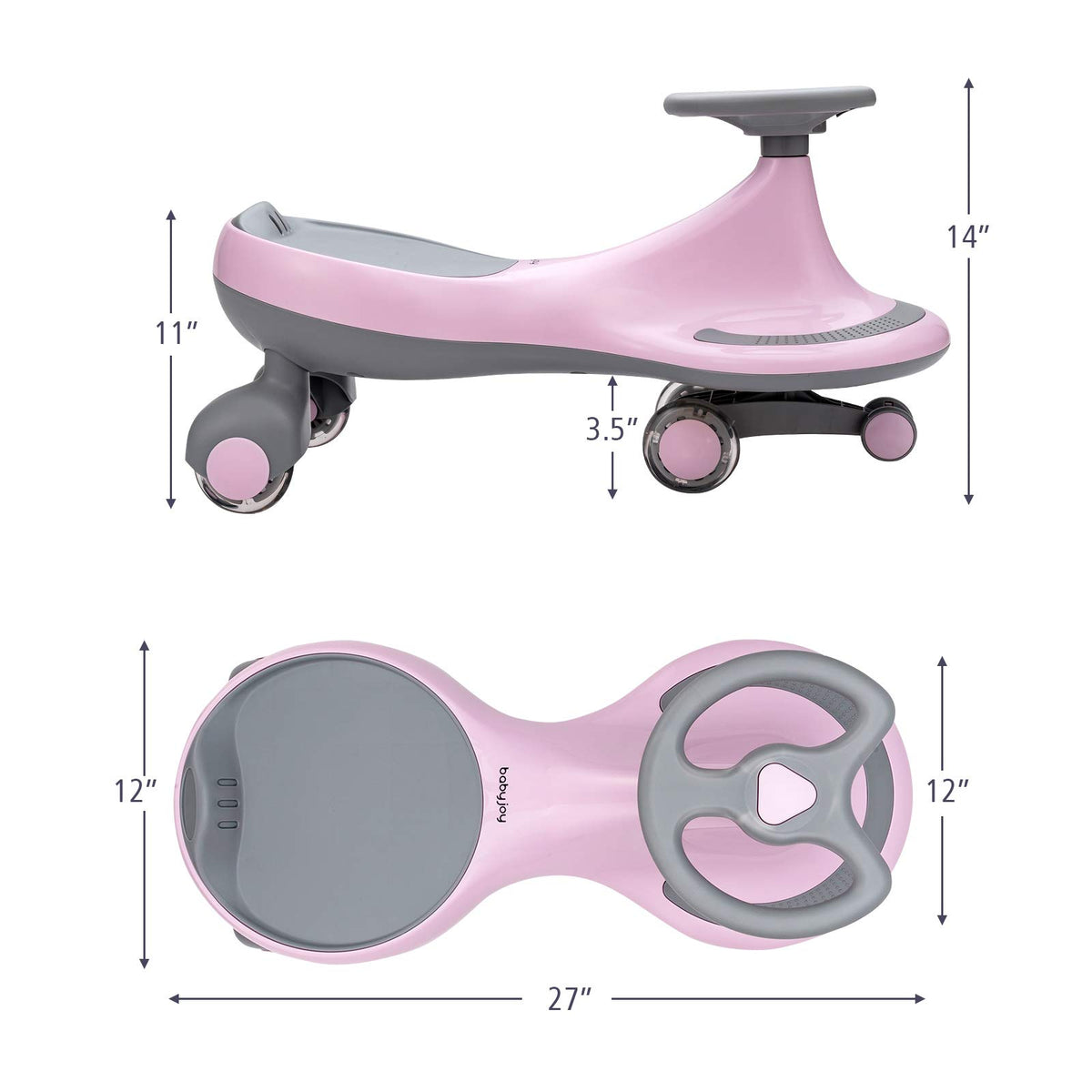 Pink Wiggle Car with LED Flashing Wheels Y324308