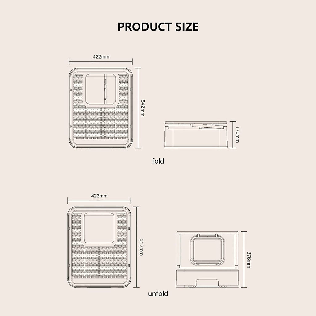 Foldable Large Top Entry Anti-Splashing Cat Litter Box with Lid and Scoop S926746