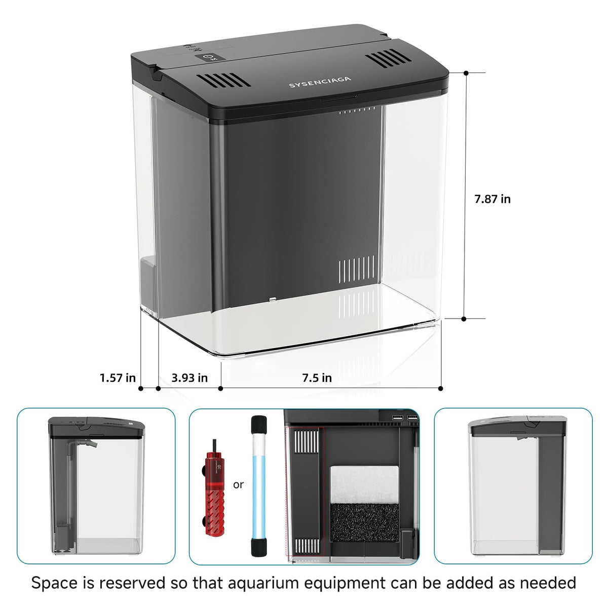 1 Gallon Acrylic Fish Tank Kit with Filter and Light R920254
