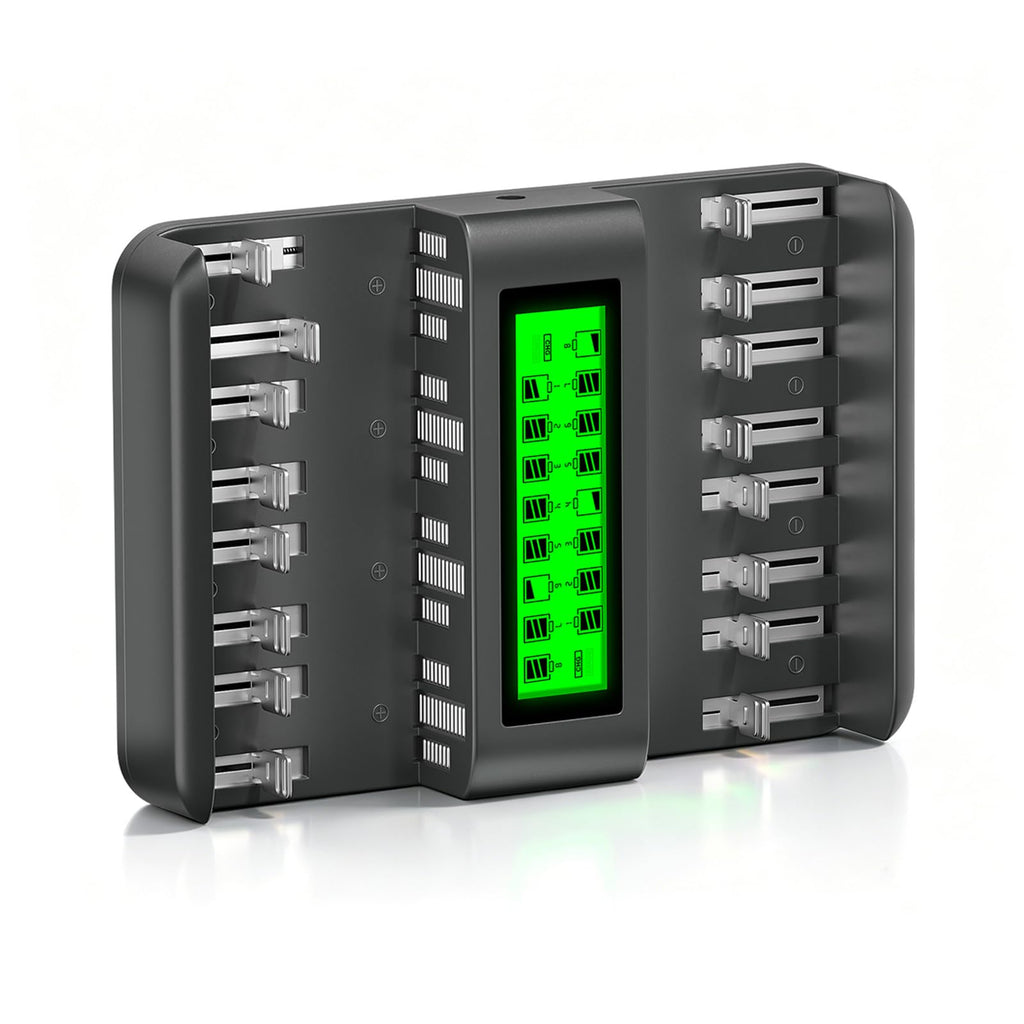16 Bay AA AAA C D NiMH Battery Charger with LCD Display F45614