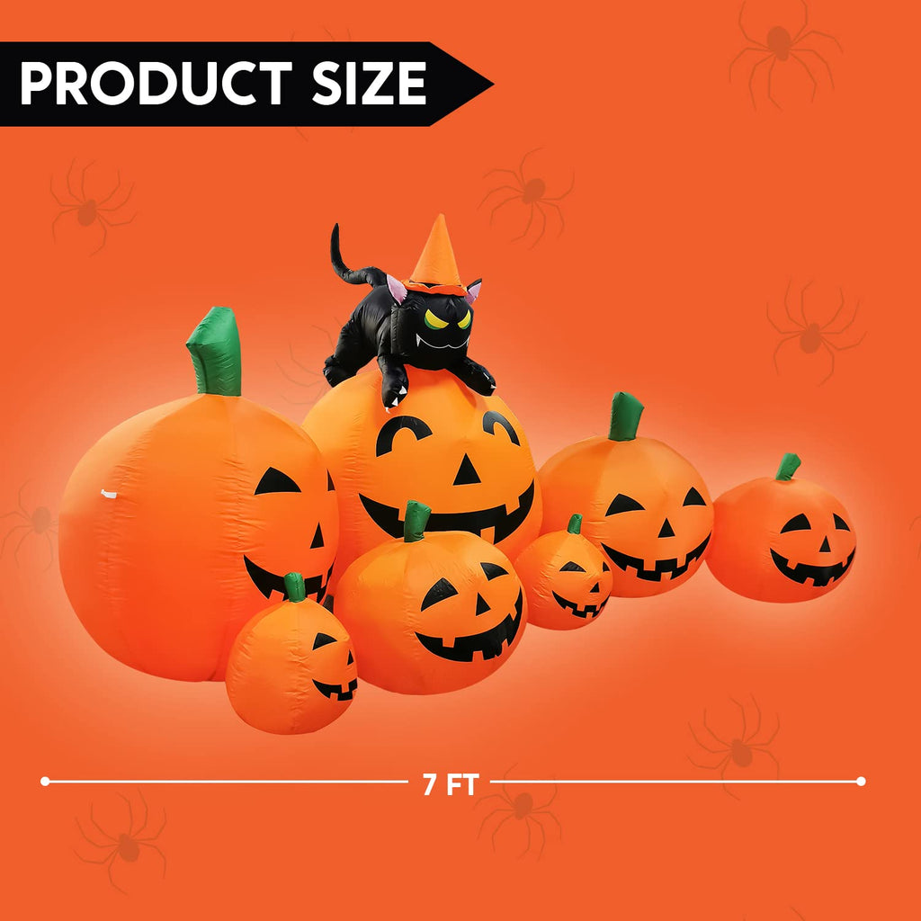 7 FT Long Halloween Inflatables Pumpkin Outdoor Decoration N958