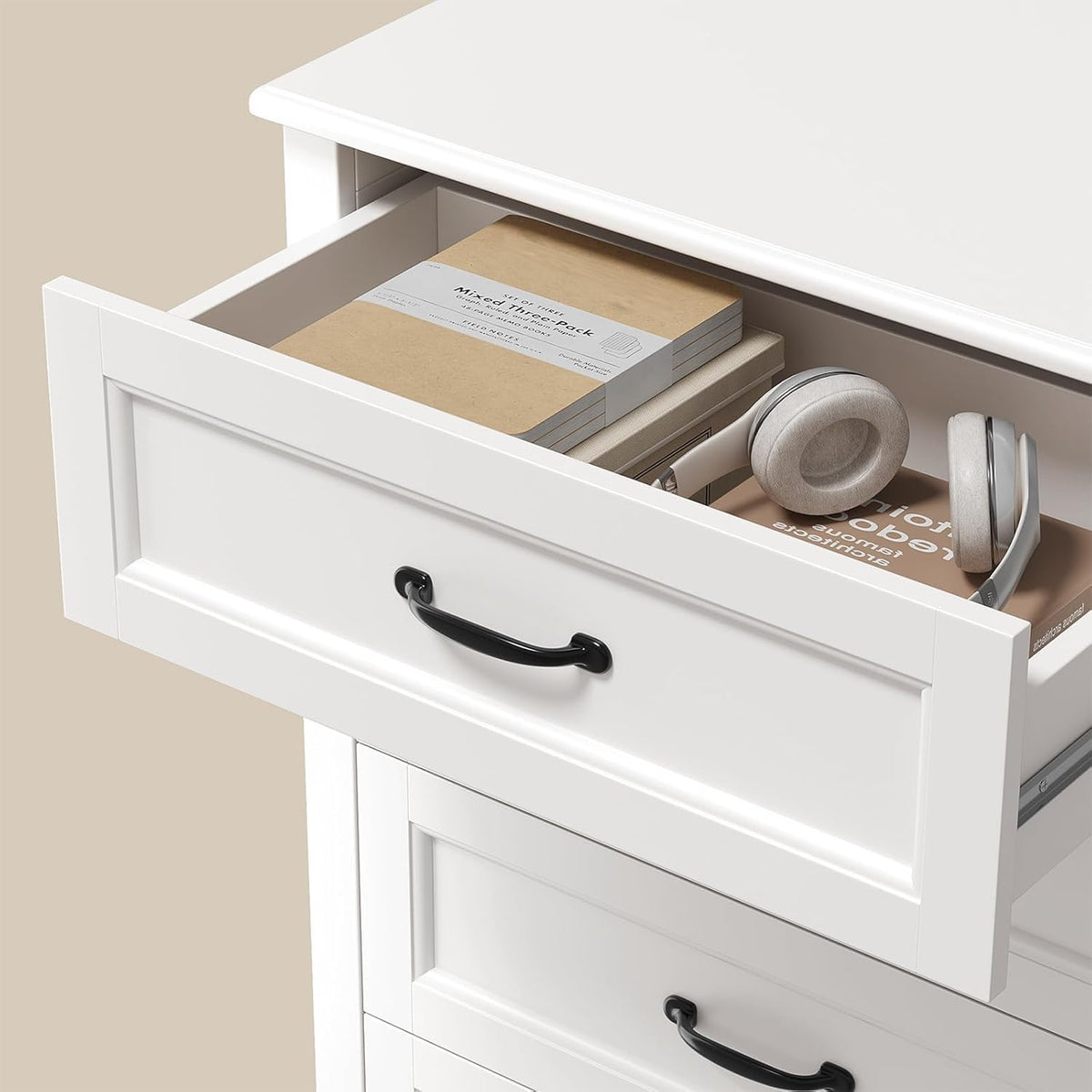 White 5 Drawer Wood Dresser X435