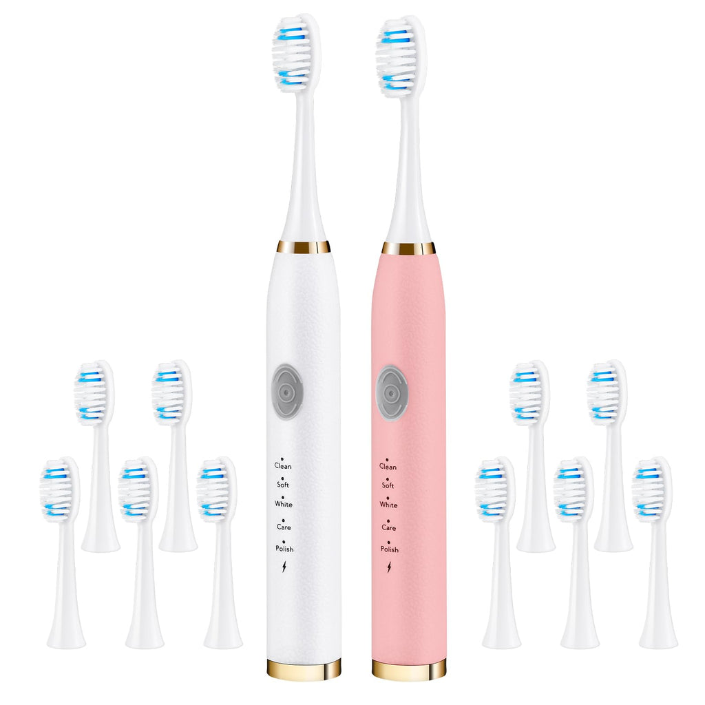 Rechargeable Sonic Toothbrush 2-Pack White Pink C46873