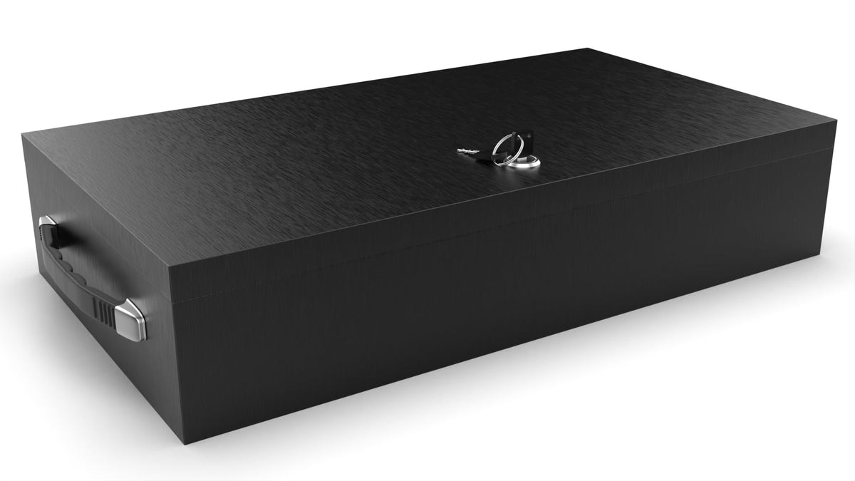 Fire Retardant Steel Security Chest Lock Box, 0.43 Cubic Ft, Black L821922