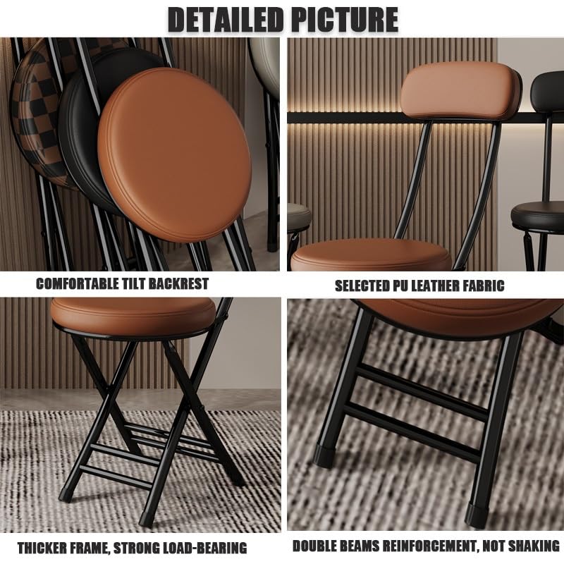 18in Black Folding Bar Stool with Back V71149