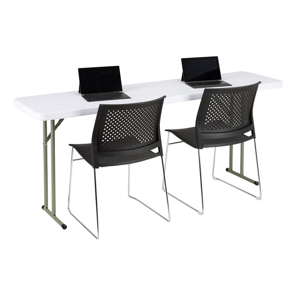 White Rectangular Blow-Molded Plastic Folding Training Table Y278884