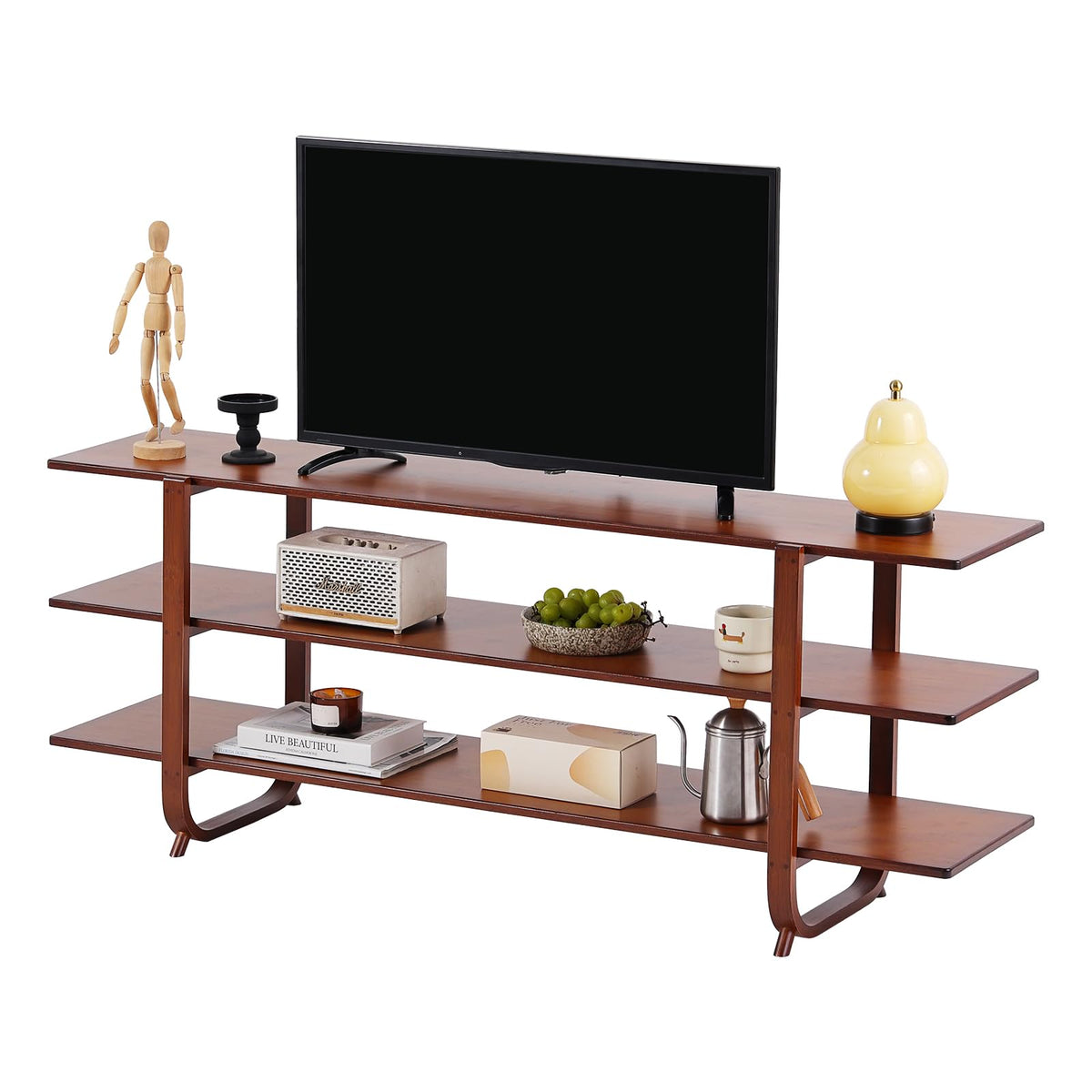 Walnut 65 Inch 3-Tier TV Stand E589460