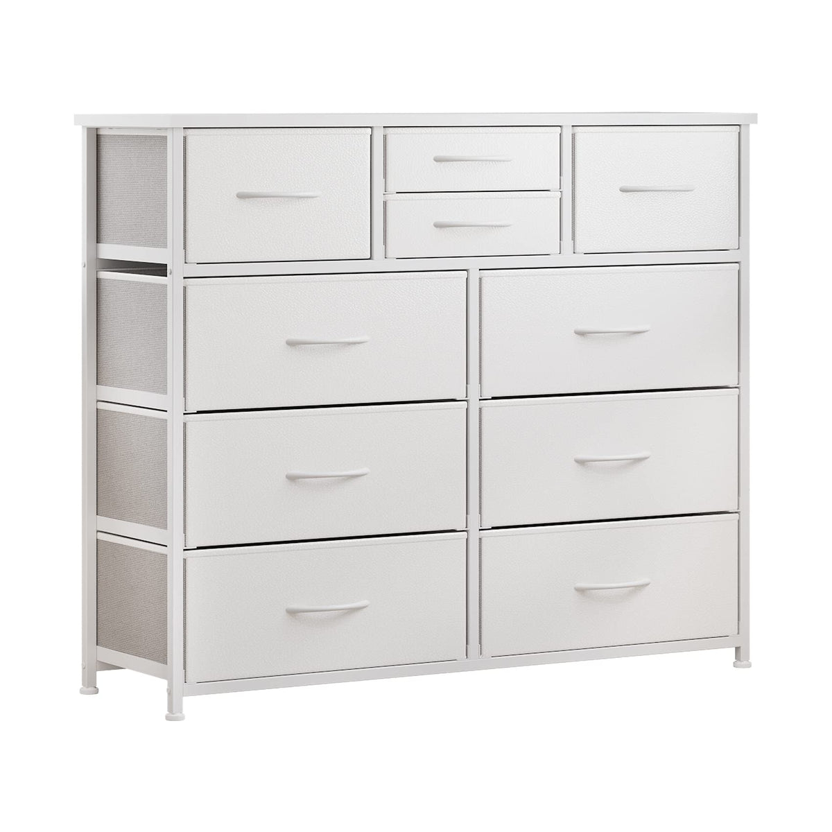 White 10 Drawer Fabric Dresser K799516
