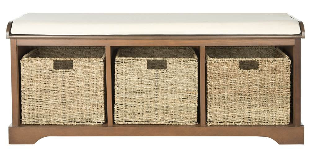 Brown Solid Wood Storage Bench I66493