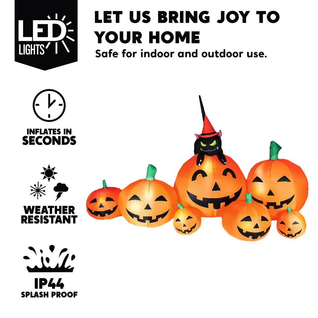 7 FT Long Halloween Inflatables Pumpkin Outdoor Decoration N958