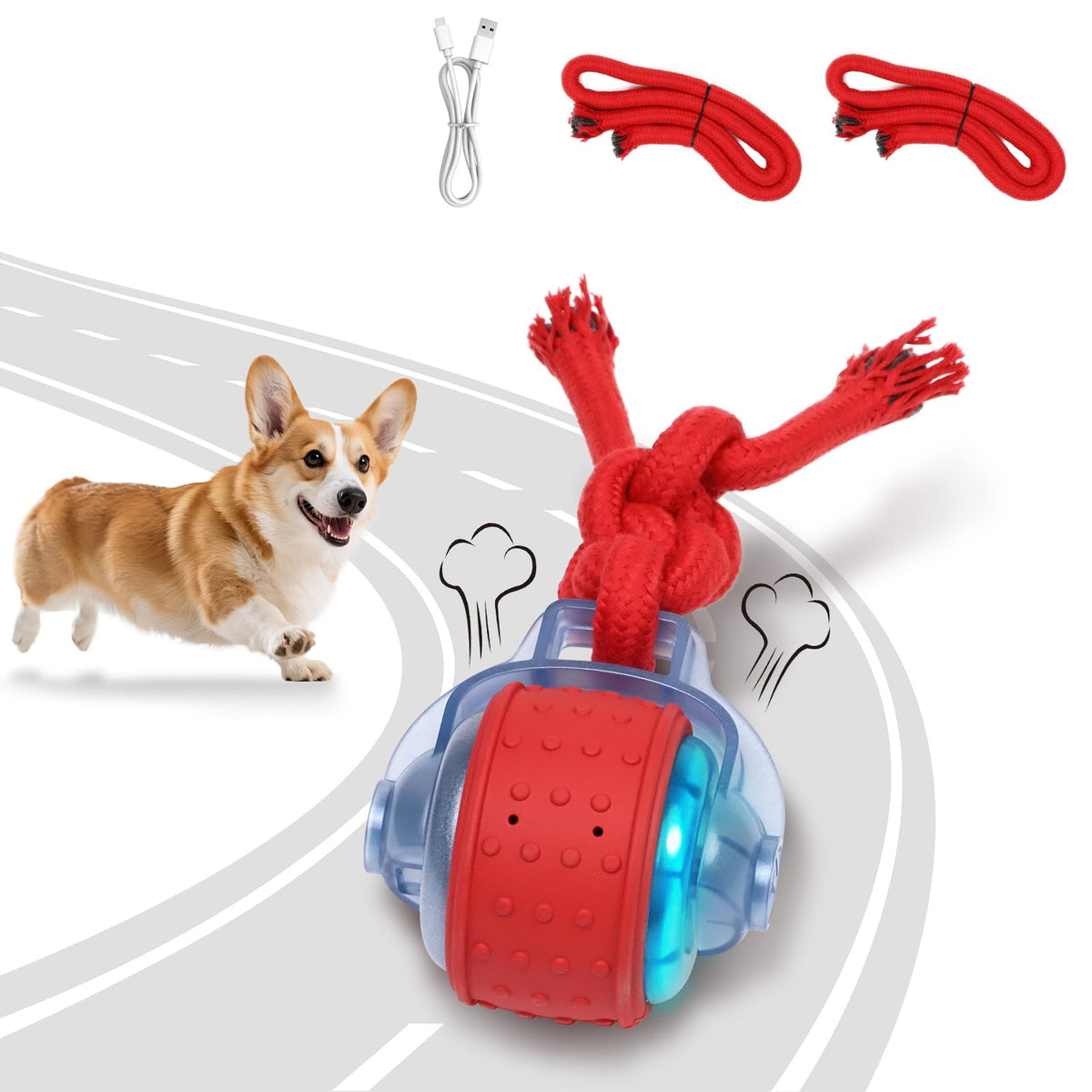 Interactive Rolling Dog Toys with Rope C4740