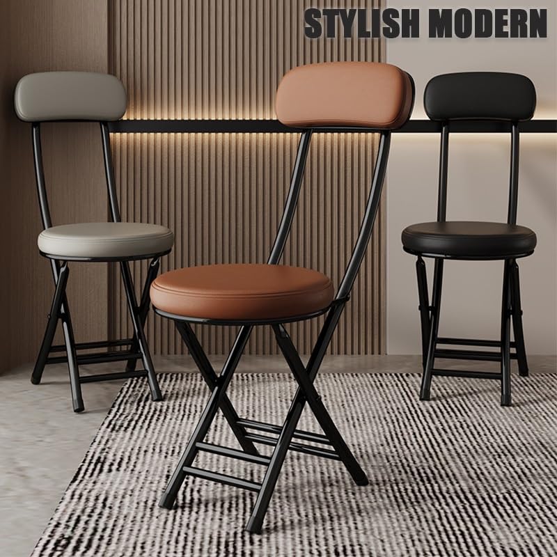 18in Black Folding Bar Stool with Back V71149