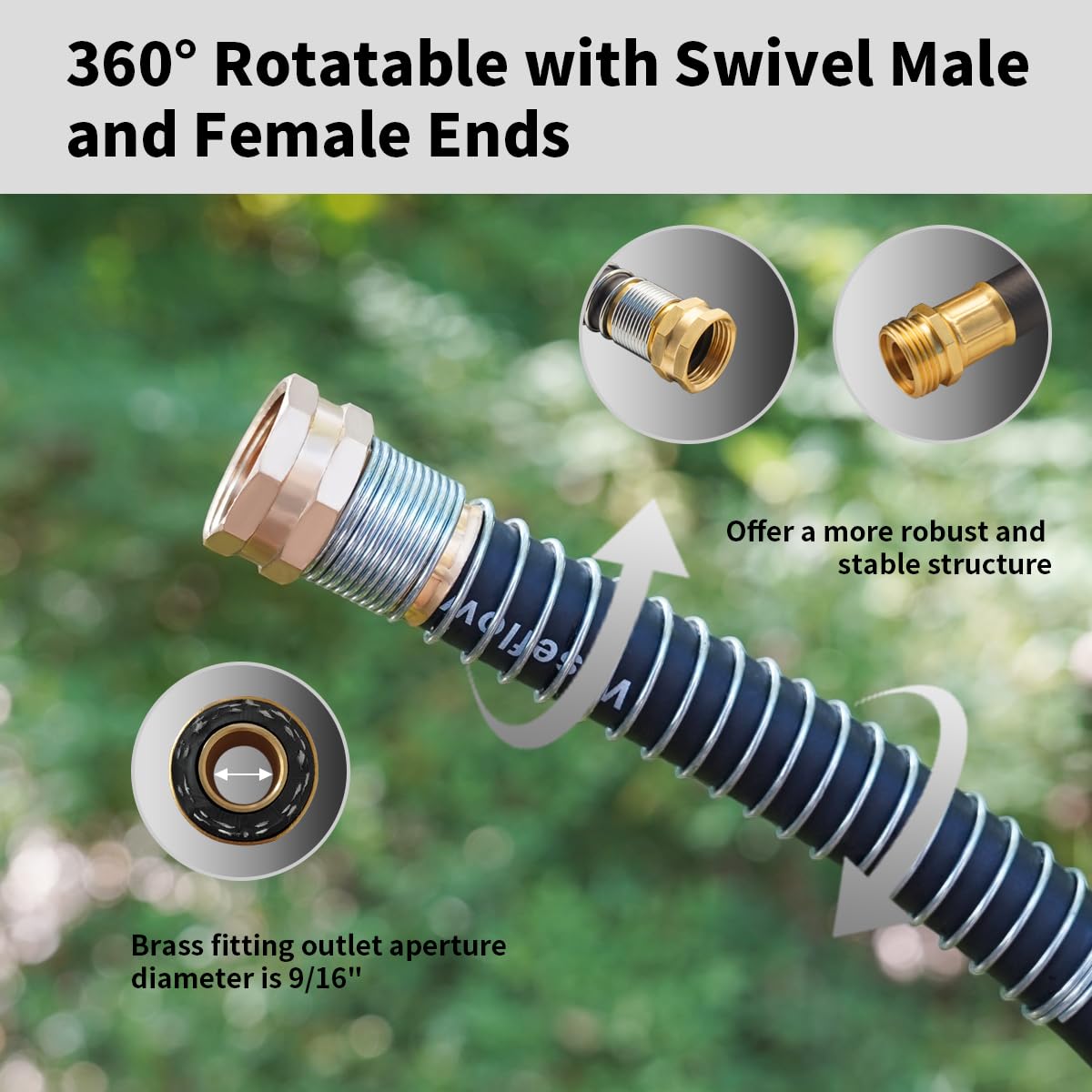 50FT Heavy Duty Rubber Garden Hose D8813